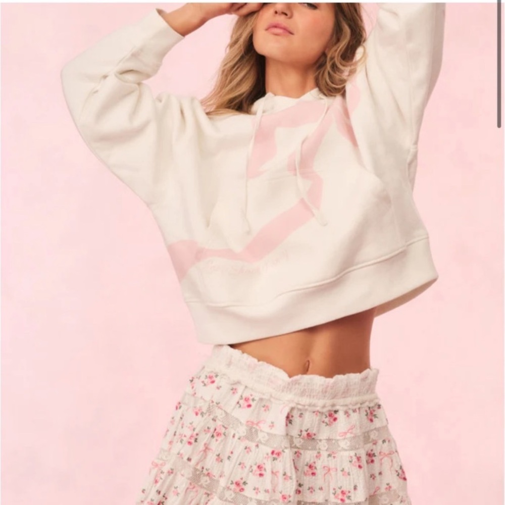 Loveshackfancy Brunella cropped bow hoodie. - Picture 3 of 15